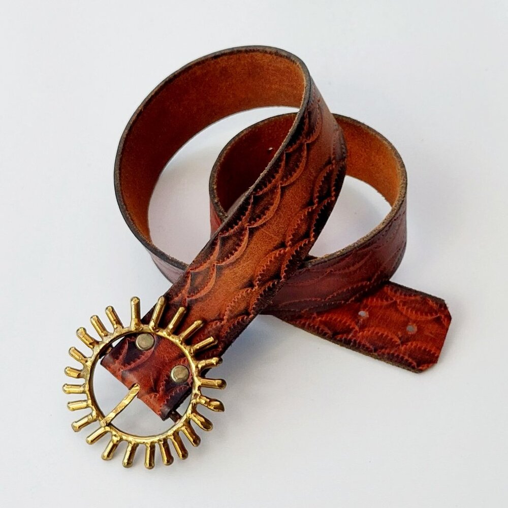 Genuine Leather Belt with Brass Buckle size 34